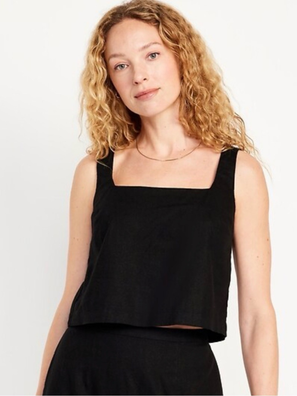 Old Navy Linen Blend Square-Neck Crop Tank
